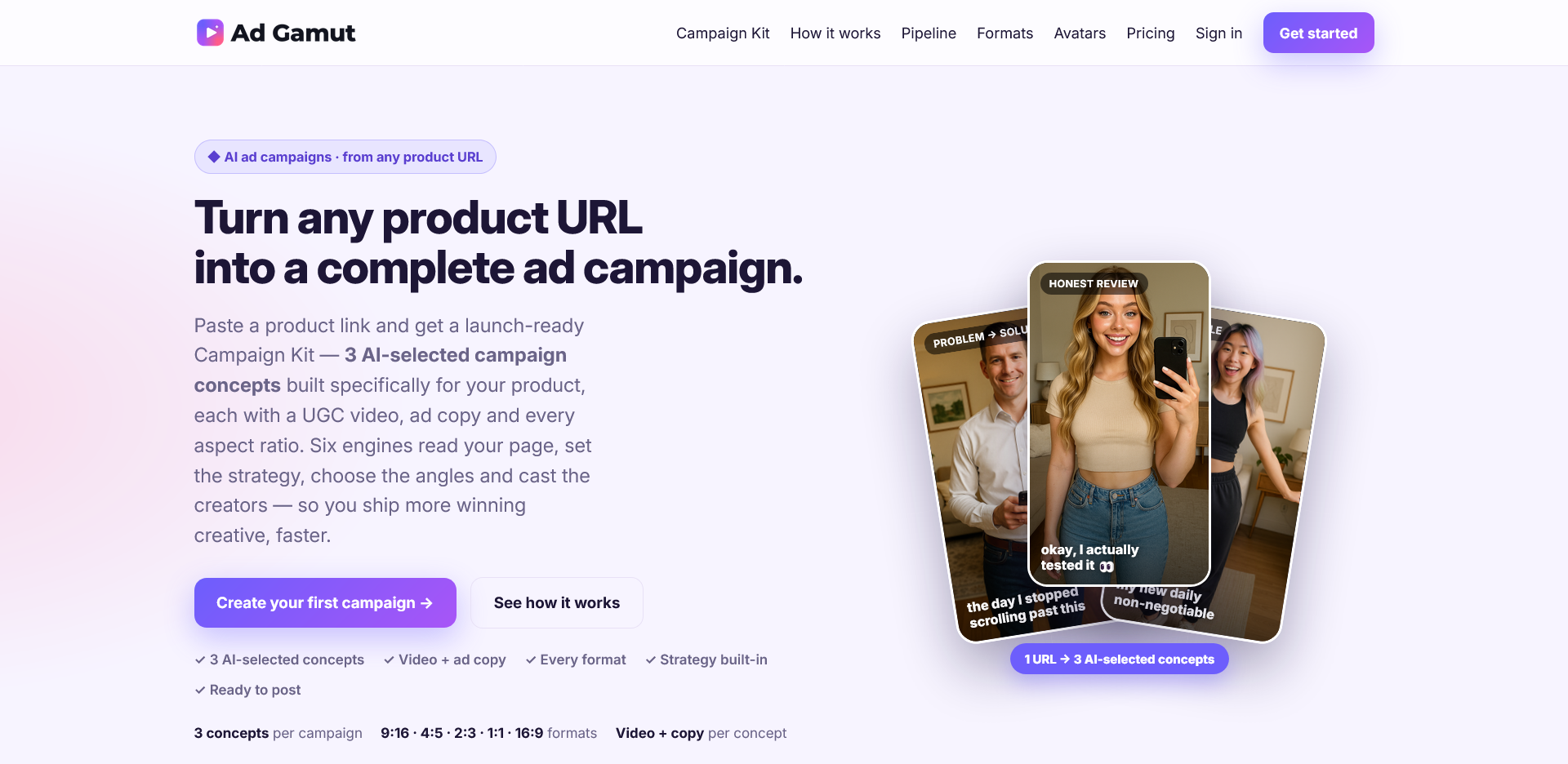 Ad Gamut AI Campaign Generation Platform Preview