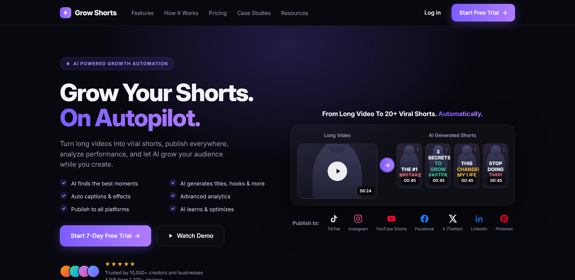 GrowShorts AI Short-Form Content Platform Preview